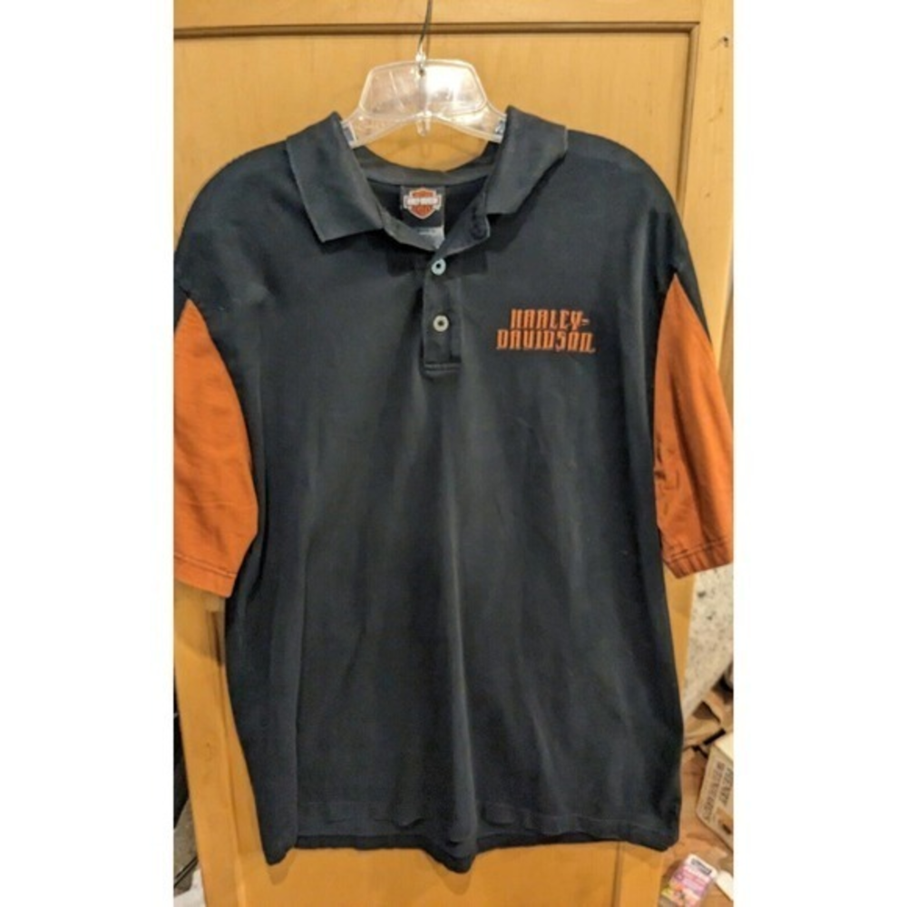 Harley Davidson Motorcycles Mens XL /Lg Polo Shirt Live Free Ride Hard Spell Out